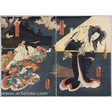Utagawa Kunisada: Ghost and Flash Light - kabuki - Artelino