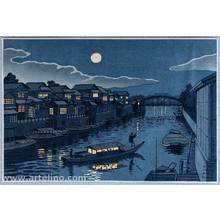 Fujishima Takeji: Yanagi Bridge in Moonlight - Famous Places in Tokyo - Artelino