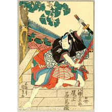 Japanese Print "Showing Off on Staircase - Kabuki" by Utagawa Kunisada, 歌川国貞 (Utagawa Kunisada)