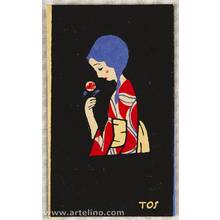 Estampe japonaise "Art Deco style Envelope - Girl with Flower" par Ito Toshio