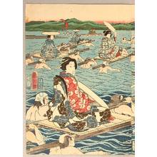 Utagawa Kunihisa: Crossing the Oi River - Artelino