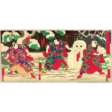 Utagawa Yoshitaki: Snow Man and Snow Rabbit - Kabuki - Artelino