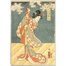 Japanischer Druck "Dancer Under Cherry Blossoms" von Utagawa Kunisada, 歌川国貞 (Utagawa Kunisada)