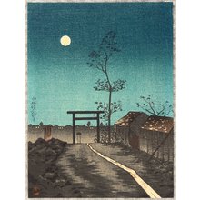 Kobayashi Kiyochika: Torii and Full Moon - Artelino