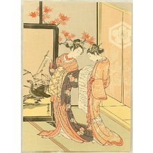 Suzuki Harunobu, 鈴木春信 (Suzuki Harunobu)による浮世絵「Beauties in a Living Room」