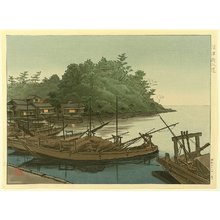 Mori Masamotoによる浮世絵「Ganyudo Ferry」