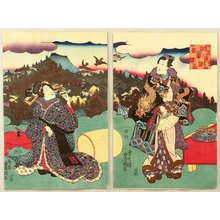 Utagawa Kunisada: Viewing Mt. Kurama - Prince Genji - Artelino