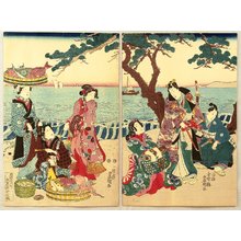 Utagawa Kunisada: Seafood Sellers and Prince Genji - Artelino