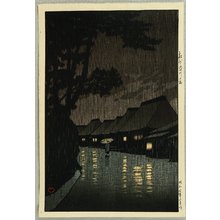 川瀬巴水: Selection of Views of the Tokaido - Rainy Night at Maekawa - Artelino