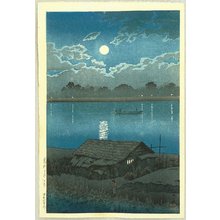Kawase Hasui: Moon over the Ara River - Akabane - Artelino