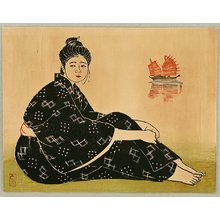 Nakagawa Isaku: Woman and Fishing Boat - Artelino