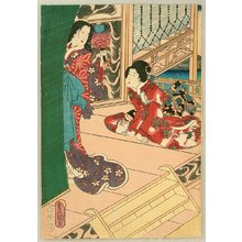 Japanischer Druck "Beauties on Veranda" von Utagawa Kunisada, 歌川国貞 (Utagawa Kunisada)