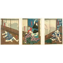 Japanischer Druck "Murder in a Restaurant - Kabuki" von Utagawa Kunisada, 歌川国貞 (Utagawa Kunisada)