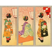 Japanischer Druck "Three Maiko Envelopes" von Unknown, 無款 (null)