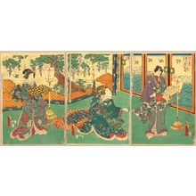 Utagawa Kunisada, 歌川国貞 (Utagawa Kunisada)创作的日本版画《Prince Genji and Present》