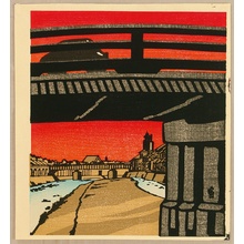 徳力富吉郎: Sanjo Bridge in Sunset Glow - Artelino