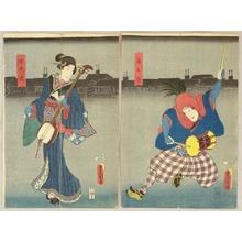 Japanischer Druck "Music on the Street" von Utagawa Kunisada, 歌川国貞 (Utagawa Kunisada)