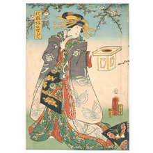 Japanischer Druck "Lady Spirit, Soga and Scroll" von Utagawa Kunisada, 歌川国貞 (Utagawa Kunisada)