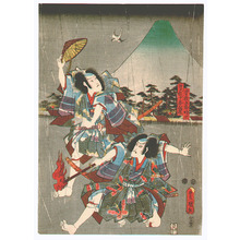 Utagawa Kunisada: Soga Brothers and Mt. Fuji - Artelino