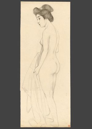 Hashiguchi Goyo: #12 Standing nude (a drawing on both sides of th paper) - The Art of Japan