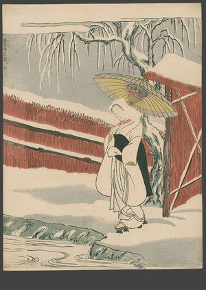 鈴木春信: Beauty under an Umbrella in the Snow - The Art of Japan
