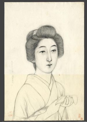 橋口五葉: #14 Bust portrait of model Morikawa - The Art of Japan