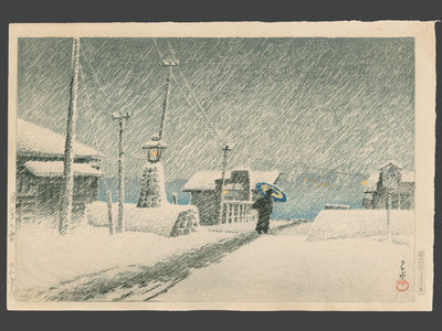 川瀬巴水: Snow at Tsukishima - The Art of Japan