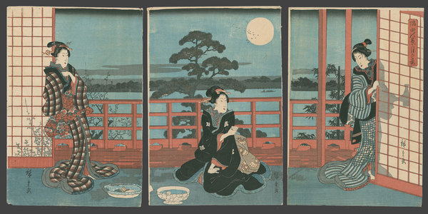 Japanese Print "A Banquet Under the Moon on the Sumidagawa" by Suzuki Hiroshige (Hiroshige)