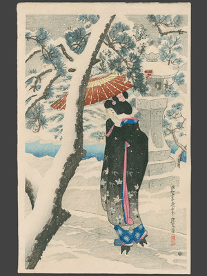 Ito Shinsui: Snow at the Shrine (105/150) - The Art of Japan