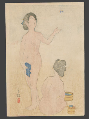 小林清親: Bathing - The Art of Japan