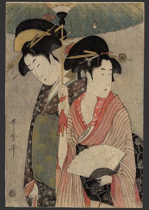 喜多川歌麿: Two beauties under the same umbrella - The Art of Japan