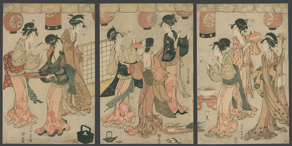 Eisho: Geisha performing a Dance in a Teahouse - The Art of Japan