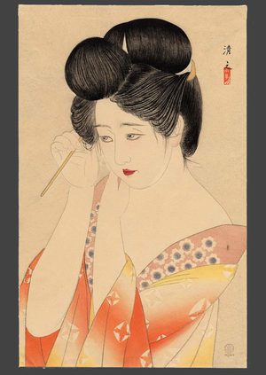 Asai Kiyoshi: Dressing her hair - The Art of Japan