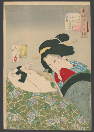 Tsukioka Yoshitoshi: Looking warm: An urban widow of the Kansei era (1789 - 1801) - The Art of Japan