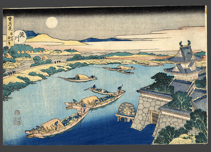 Katsushika Hokusai: Moonlight on the Yodo River (Tsuki) - The Art of Japan