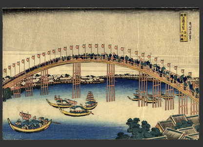 Katsushika Hokusai: Temman Bridge in Settsu - The Art of Japan