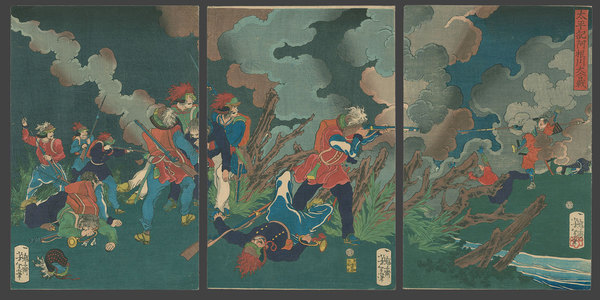Tsukioka Yoshitoshi: The Great Battle of the Ane River in the Taiheiki - The Art of Japan
