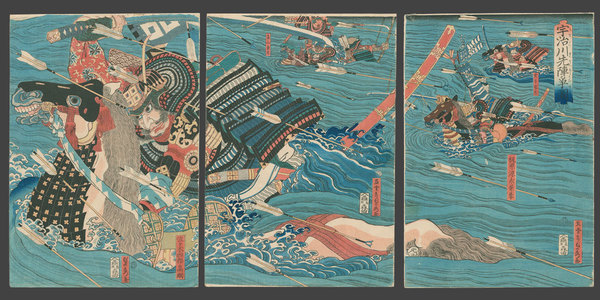 Utagawa Sadahide: The Vangaurd Attacks Starting the Battle of the Uji River - The Art of Japan