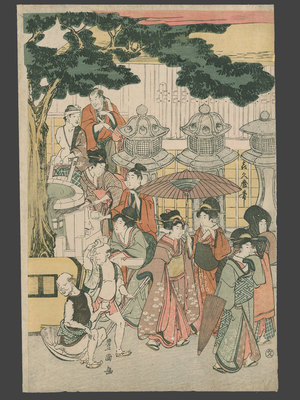 Japanese Print "Beauties at a Shrine" by Utagawa Toyokuni (Toyokuni)