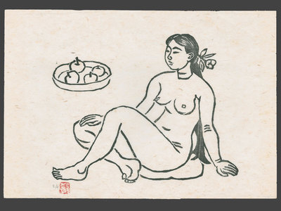 Umehara Ryusaburo: Nude with a Tray of apples 2/4 - The Art of Japan