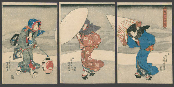 Japanese Print "Heavy Snow at Years End" by Utagawa Kunisada, 歌川国貞 (Kunisada)