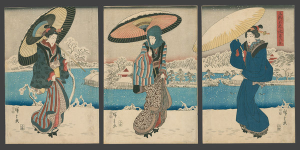 Utagawa Hiroshige: View of Shinobazu Pond at Ueno in Snow - The Art of Japan