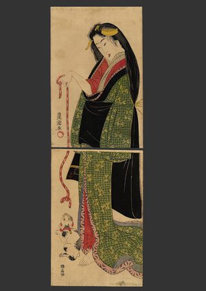 Utagawa Toyokuni I: Bijin playing with her cat - The Art of Japan