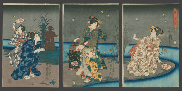 Utagawa Kuniyoshi: Catching Fireflies in the Evining Cool - The Art of Japan