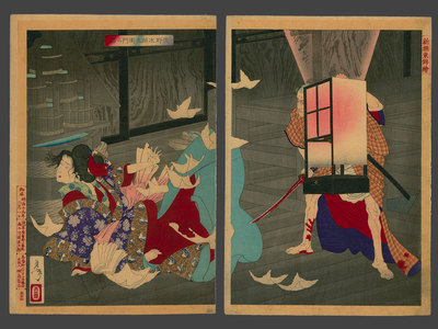 Tsukioka Yoshitoshi: Sanjo Jirozaemon Murdering a Courtesan - The Art of Japan