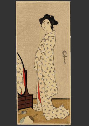 Fritz Capelari: Woman standing before a mirror - The Art of Japan