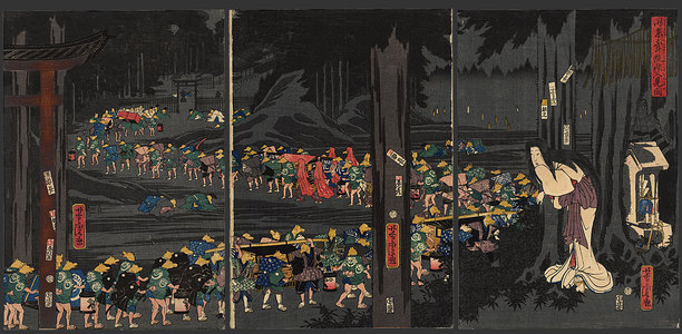 歌川芳虎: The fox-wedding procession - The Art of Japan