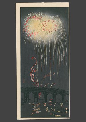 Takahashi Hiroaki: Fireworks over Ryogoku Bridge - The Art of Japan