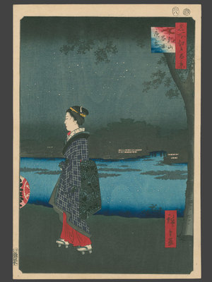 Utagawa Hiroshige: Night View of the Sanya Canal and Matsuchi Hill - The Art of Japan