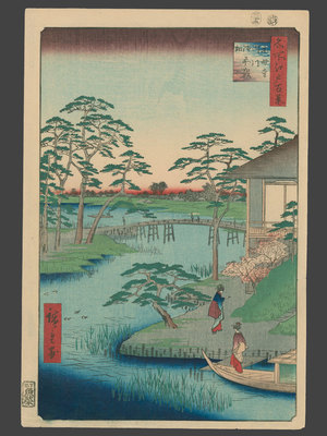 歌川広重: Mokubo Temple and Fields by the Uchi River - The Art of Japan